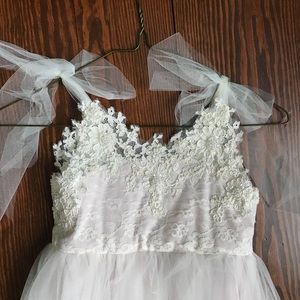 Handmade off white flower girl dress